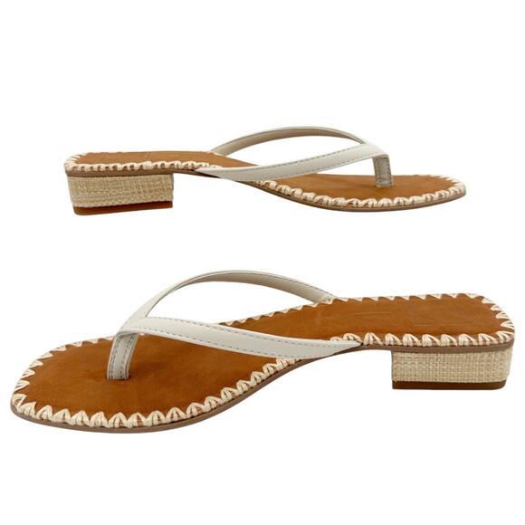 Dolce Vita Barty Thong Flip Flop Sandals in Ivory Leather Shoes Size US 9.5 - Picture 6 of 11